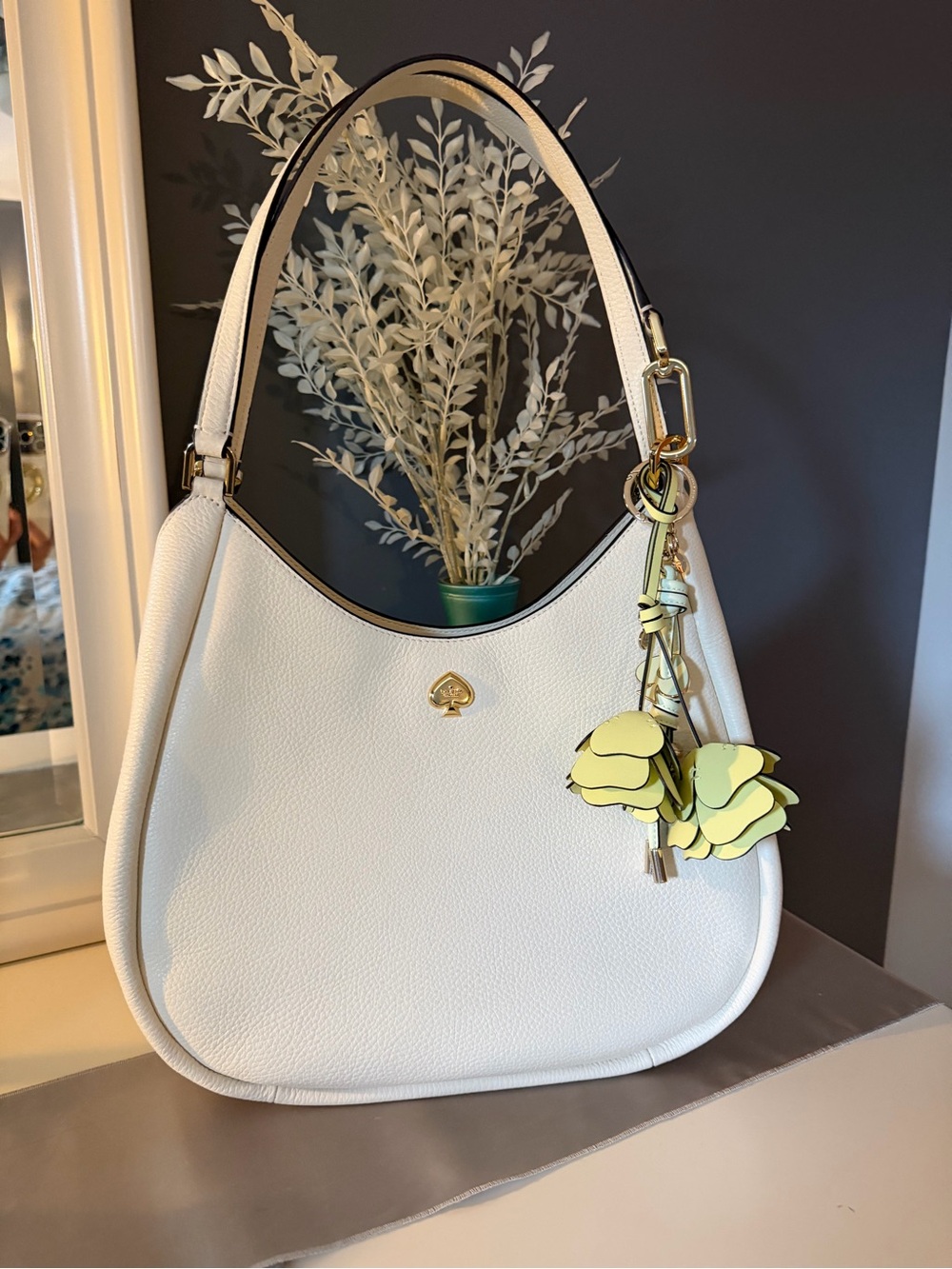 Kate Spade ♠️ White Kayla Large Triple Compartment Shoulder Bag